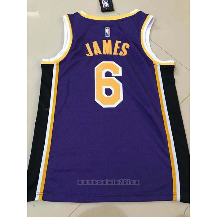 Camiseta Los Angeles Lakers LeBron James #6 Statement 2021-22 Violeta